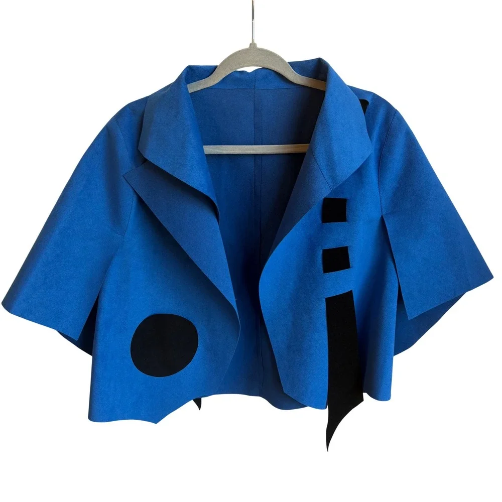 Teresa Maria Widuch Chop Jacket Jazz Blue Women's M Ultrasuede Architectural